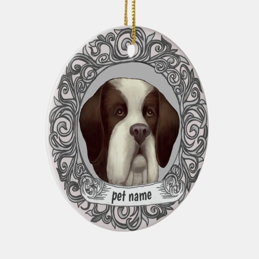 St Bernard Dog Loving Gedächtnisschmuck Keramik Ornament (Rechts)