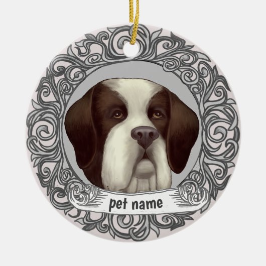 St Bernard Dog Loving Gedächtnisschmuck Keramik Ornament (Vorne)
