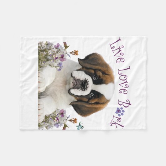 St. Bernard Dog Mama Floral Fleecedecke (Vorderseite (Horizontal))