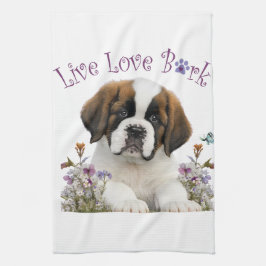 St. Bernard Dog Mama Floral Geschirrtuch