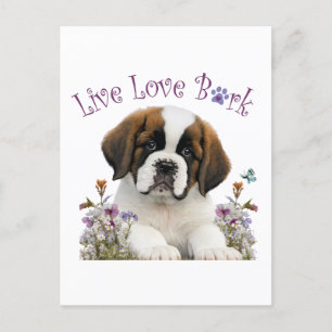 St. Bernard Dog Mama Floral Postkarte