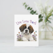 St. Bernard Dog Mama Floral Postkarte (Stehend Vorderseite)
