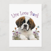 St. Bernard Dog Mama Floral Postkarte (Vorderseite)