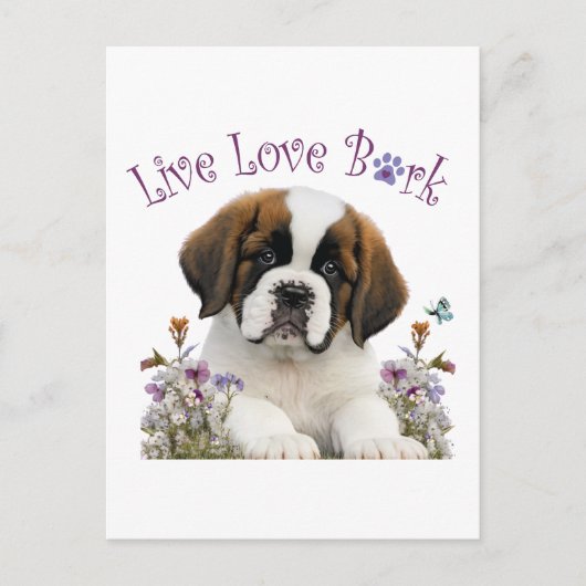 St. Bernard Dog Mama Floral Postkarte (Vorderseite)