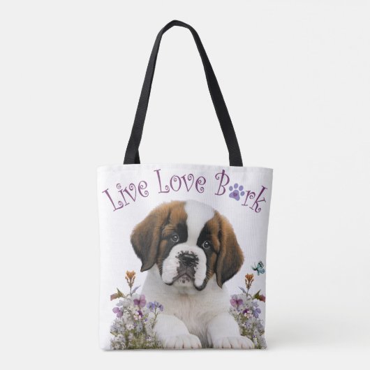 St. Bernard Dog Mama Floral Tasche (Rückseite)