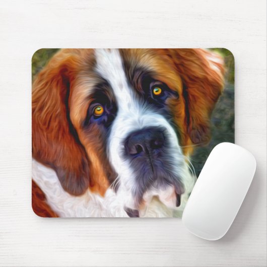 St. Bernard Dog Painting Mousepad (Mit Mouse)