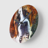 St. Bernard Dog Painting Runde Wanduhr (Winkel)