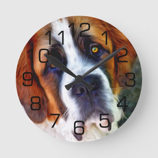 St. Bernard Dog Painting Runde Wanduhr (Vorderseite)
