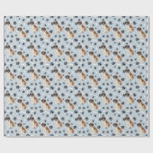 St Bernard Dog Paw Print Pattern auf Silver Blue Geschenkpapier (Flach)
