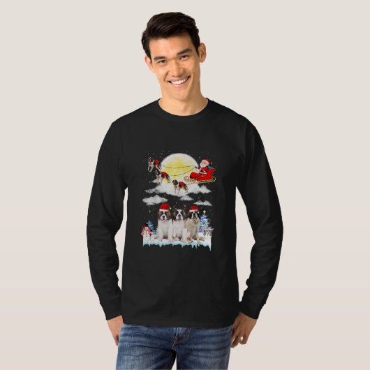 St Bernard Dog Santa Sleigh Weihnachten  T-Shirt (Vorne ganz)