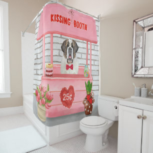 St. Bernard Dog Valentine's Day Kissing Booth Duschvorhang