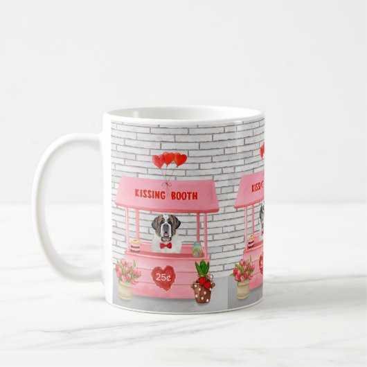 St. Bernard Dog Valentine's Day Kissing Booth Kaffeetasse (Links)