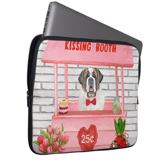 St. Bernard Dog Valentine's Day Kissing Booth Laptopschutzhülle (Vorne Rechts)