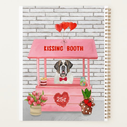 St. Bernard Dog Valentine's Day Kissing Booth Planer (Rückseite)