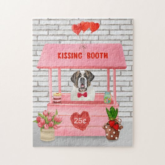 St. Bernard Dog Valentine's Day Kissing Booth Puzzle (Vertikal)