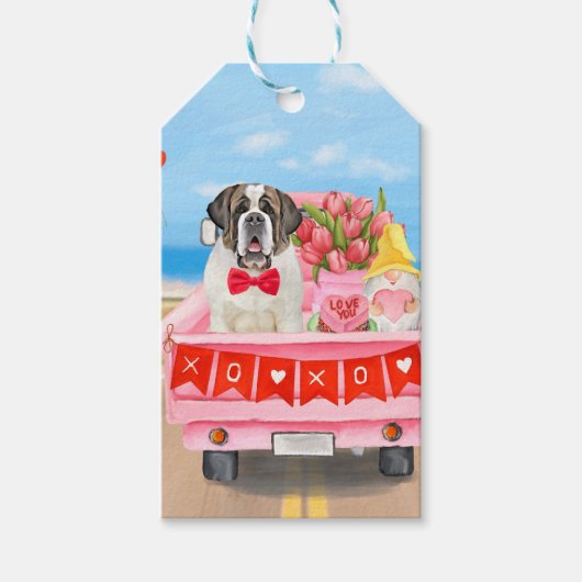 St. Bernard Dog Valentine's Day Lkw Herz Geschenkanhänger (Vorderseite)