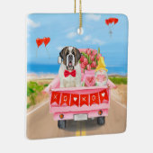 St. Bernard Dog Valentine's Day Lkw Herz Keramikornament (Rechts)