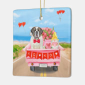 St. Bernard Dog Valentine's Day Lkw Herz Keramikornament (Links)