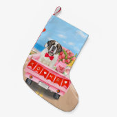 St. Bernard Dog Valentine's Day Lkw Herz Kleiner Weihnachtsstrumpf (Vorderansicht (hängend))