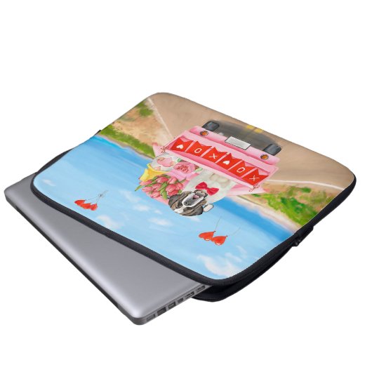 St. Bernard Dog Valentine's Day Lkw Herz Laptopschutzhülle (Vorne Knopf)