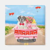 St. Bernard Dog Valentine's Day Lkw Herz Magnet (Vorne)