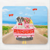 St. Bernard Dog Valentine's Day Lkw Herz Mousepad (Vorne)