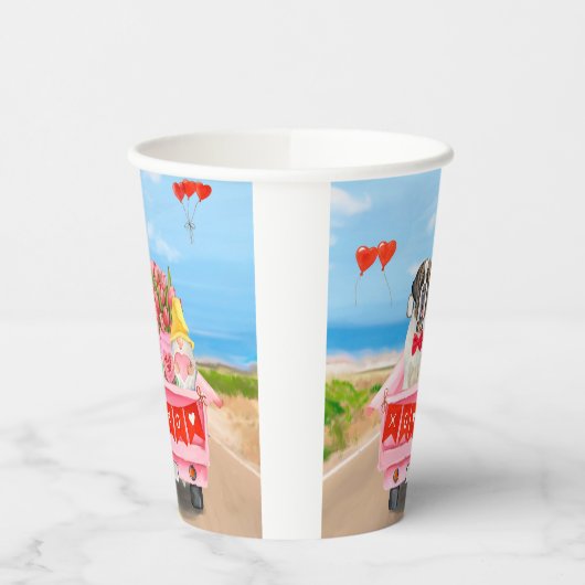 St. Bernard Dog Valentine's Day Lkw Herz Pappbecher (Links)