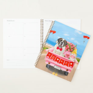 St. Bernard Dog Valentine's Day Lkw Herz Planer