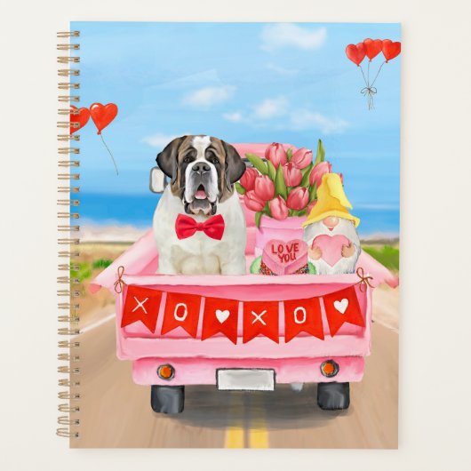 St. Bernard Dog Valentine's Day Lkw Herz Planer (Vorderseite)