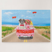 St. Bernard Dog Valentine's Day Lkw Herz Puzzle (Horizontal)
