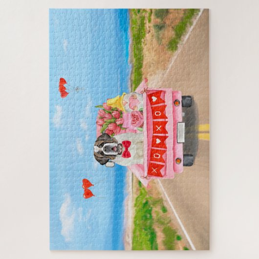 St. Bernard Dog Valentine's Day Lkw Herz Puzzle (Vertikal)