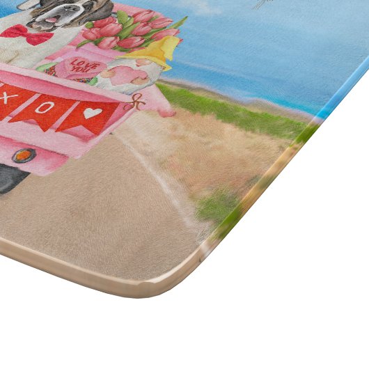 St. Bernard Dog Valentine's Day Lkw Herz Schneidebrett (Ecke)