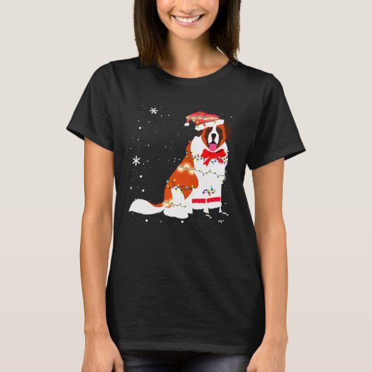 St Bernard Dog Weihnachtsbaum Xmas Mama Vater T-Shirt (Vorderseite)