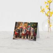St Bernard Dog Welpen Weihnachtskarte Karte (Gelbe Blume)