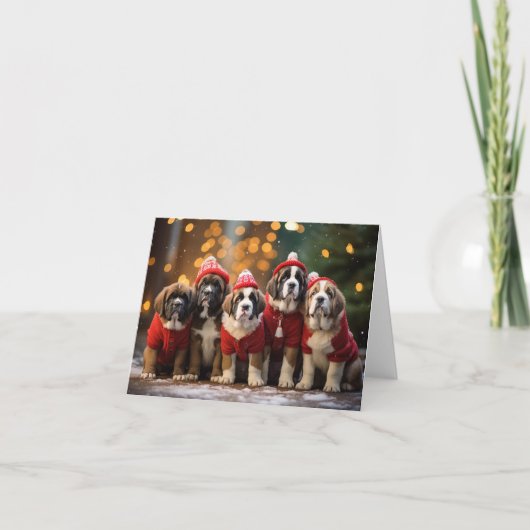St Bernard Dog Welpen Weihnachtskarte Karte (Vorderseite)