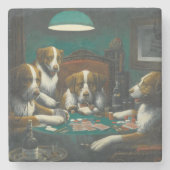St Bernard Dogs Poker Steinuntersetzer (Vorderseite)
