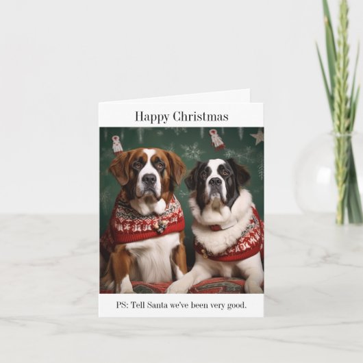St Bernard Dogs Weihnachtskarte Karte (Vorderseite)