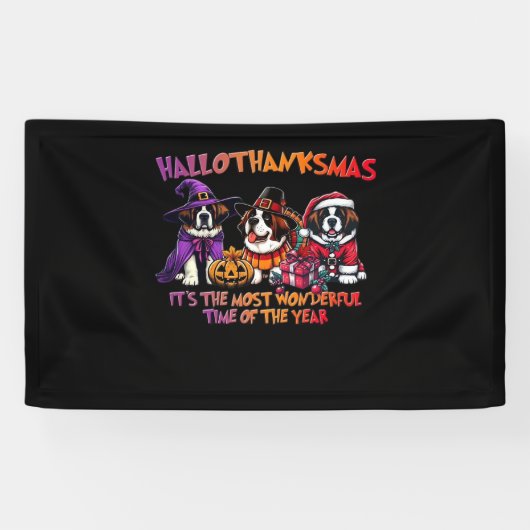St. Bernard Halloween Erntedank Weihnachtsklasse Banner (Horizontal)