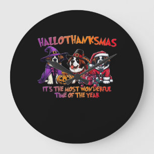 St. Bernard Halloween Erntedank Weihnachtsklasse Große Wanduhr