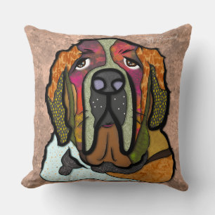 St. Bernard handbemaltes Kissen