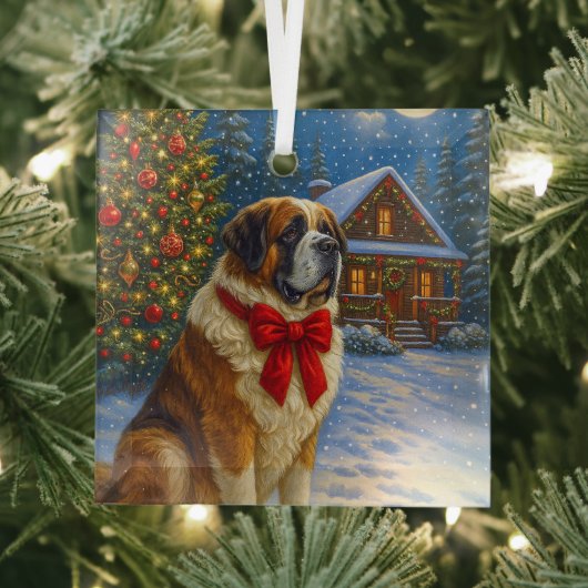 St. Bernard Holiday Glass Ornament Aus Glas (Insitu)