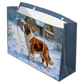 St Bernard Holiday Große Geschenktüte (Rückseite Schrägansicht)