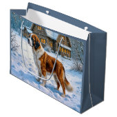 St Bernard Holiday Große Geschenktüte (Vorderseite Schrägansicht)