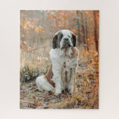 St. Bernard Hund im Herbstwald Puzzle (Vertikal)