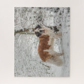 St. Bernard Hund im Schnee Puzzle (Vertikal)