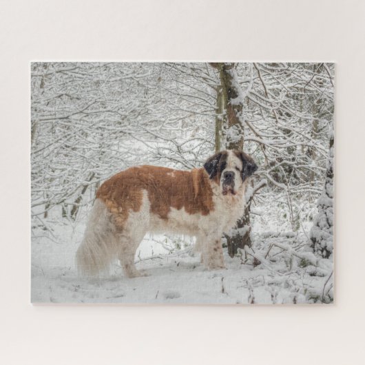 St. Bernard Hund im Schnee Puzzle (Horizontal)