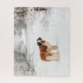St. Bernard Hund im Schnee Puzzle (Vertikal)