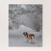 St. Bernard Hund im Schnee Puzzle (Vertikal)