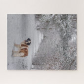 St. Bernard Hund im Schnee Puzzle (Horizontal)