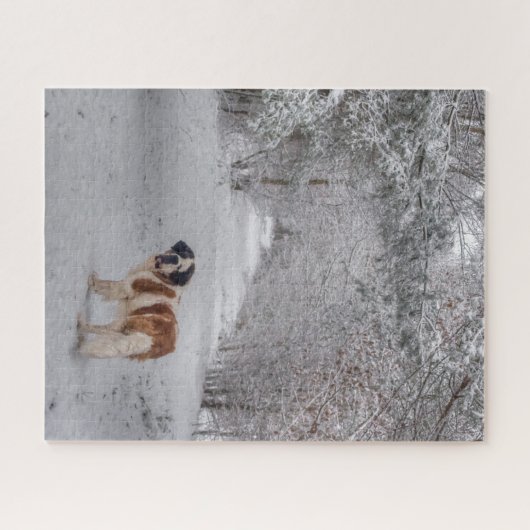 St. Bernard Hund im Schnee Puzzle (Horizontal)